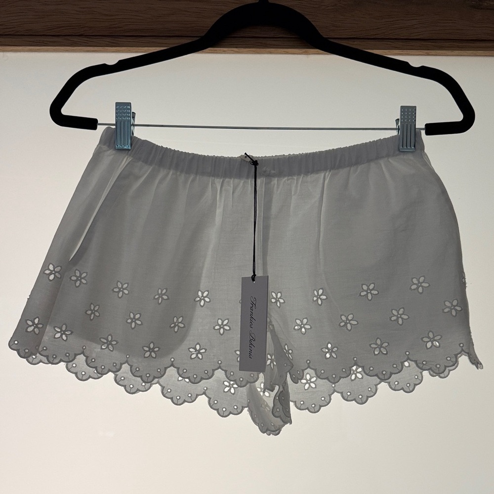 White Floral Lace Trim Shorts Frankie’s Bikinis
